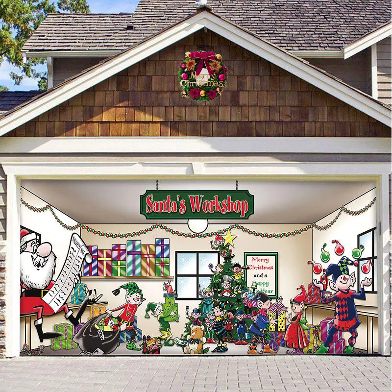 Christmas Garage Door Banner Decorations Cover Mural