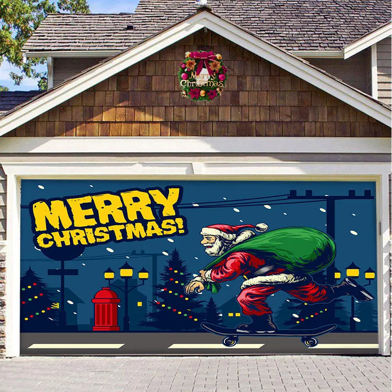 Christmas Garage Door Banner Decorations Cover Mural