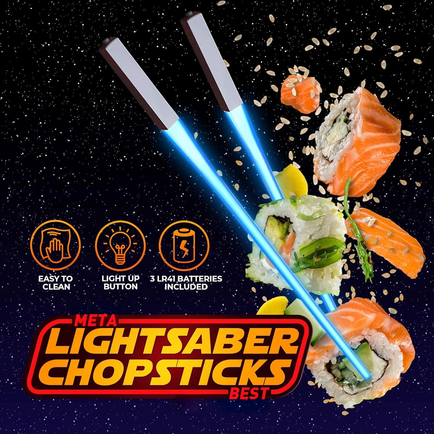 1 Pc Star Wars LED Lightsaber Luminous Reusable Washable Kitchen Tableware Chopsticks