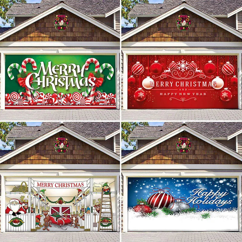 Christmas Garage Door Banner Decorations Cover Mural