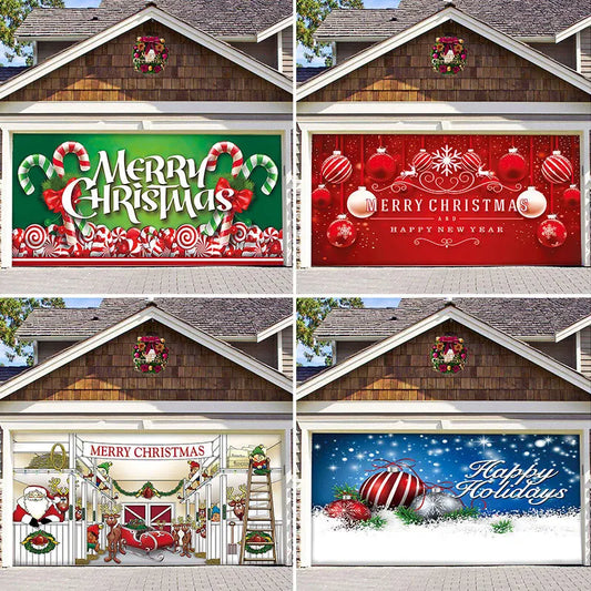 Christmas Garage Door Banner Decorations Cover Mural