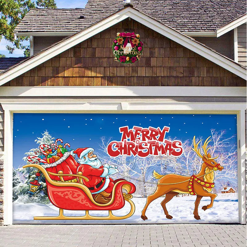 Christmas Garage Door Banner Decorations Cover Mural