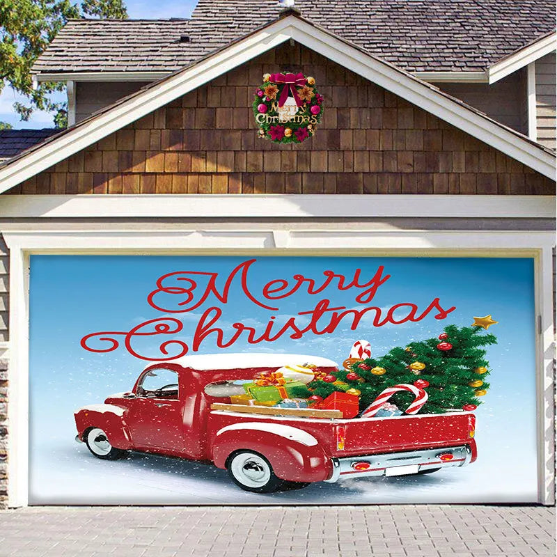 Christmas Garage Door Banner Decorations Cover Mural