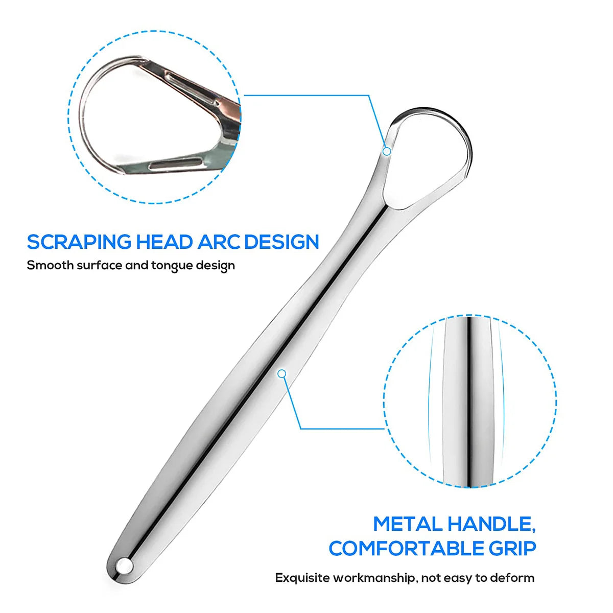 Premium 1Pcs/3Pcs Metal Tongue Scraper Cleaner for Adults & Kids, Portable Stainless Steel Tongue Scrapers Brushes for Removing