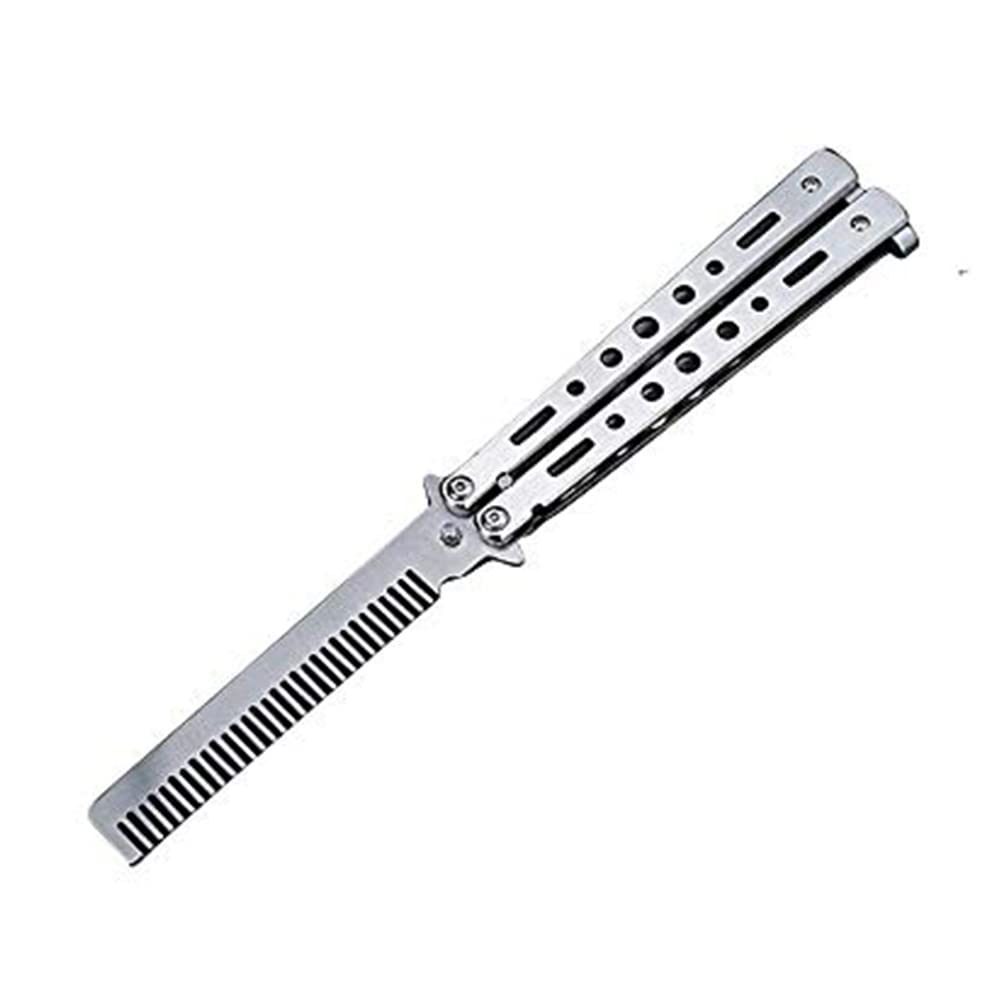 1pc Stainless Steel Butterfly Knifelike Comb Hair Styling Tool For Men